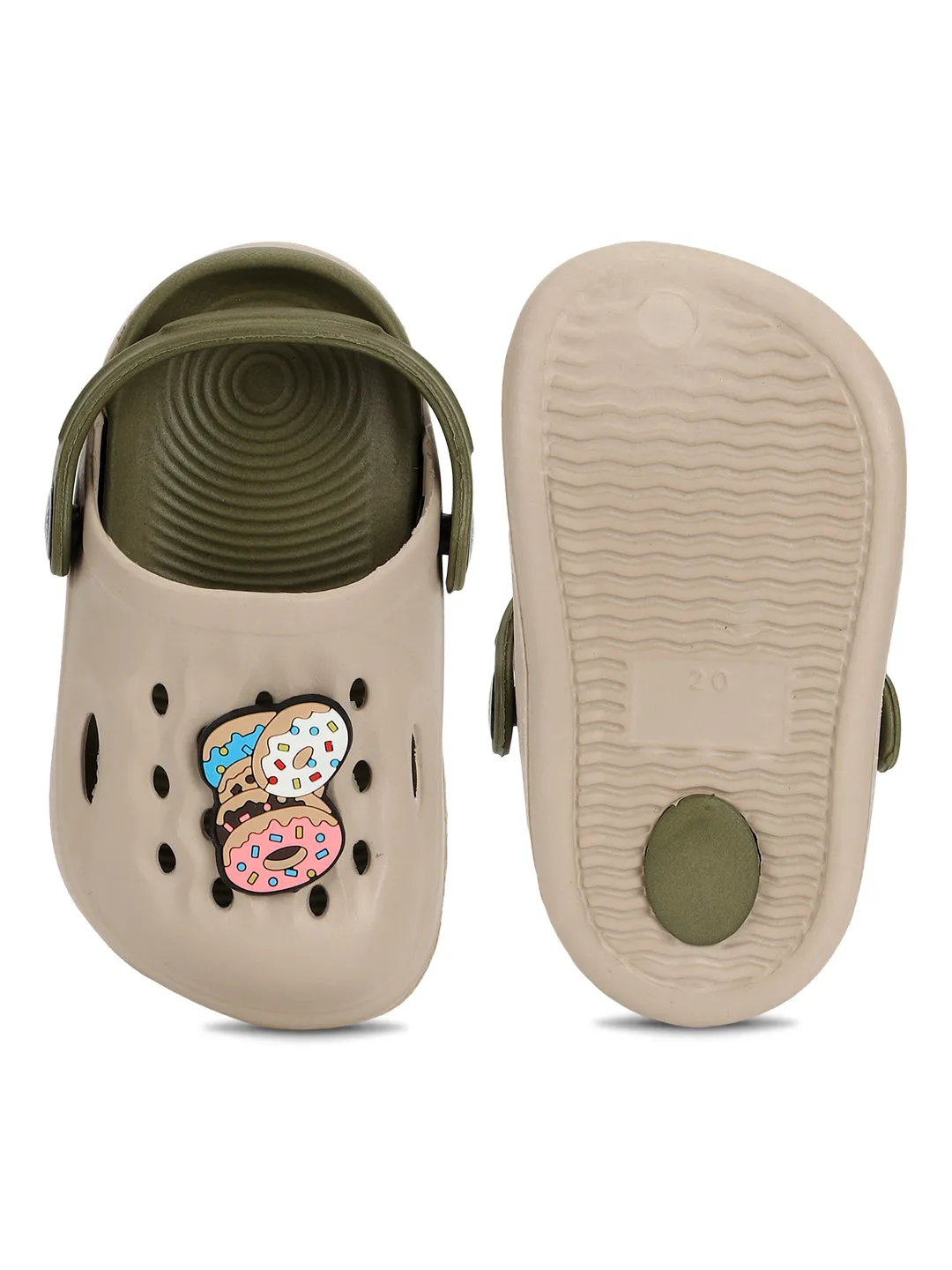 Sand Green Stylish Slip-On Clogs For Kids-Unisex (TC-LCLOG2-SNDGRN)